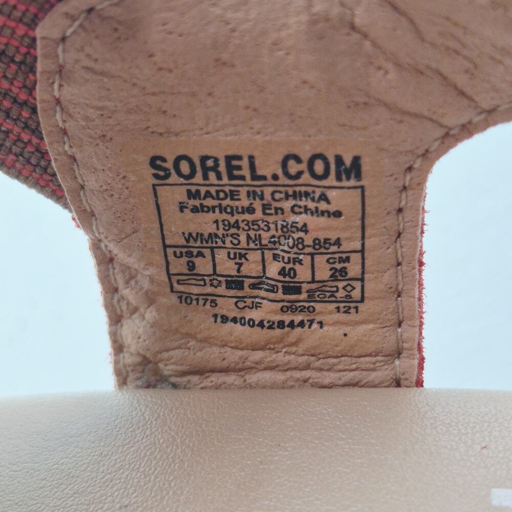 Sorel Cameron Flatform Sandals Womens 9 Orange Red Suede Cork Platform Slingback - Picture 7 of 9